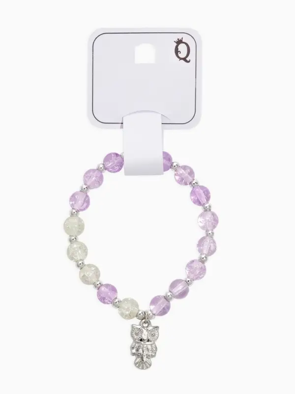 Браслет &laquo;Радость. Сова&raquo;, d=7 см, белый, сиреневый