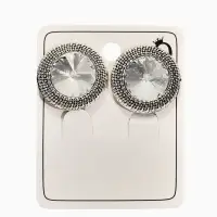 Клипсы "Винтаж" круг страз, цвет белый в чернёном серебре Клипсы "Винтаж" круг страз, цвет белый в чернёном серебре