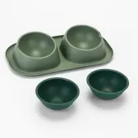 Миска для животных &laquo;Дубль Мини&raquo;, 200 мл, покрытие софт-тач, пластик, цвет изумруд