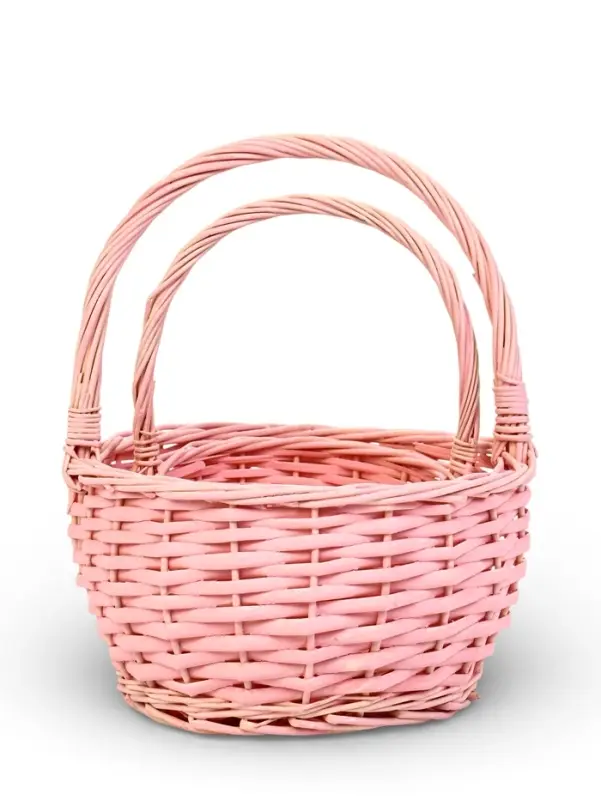 Набор корзин 2 шт  19х19х24, 15х15х8 см ручка h=14 см розовый