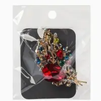 Брошь &laquo;Лист&raquo; осенний, ажур, стразы, цветная в золоте