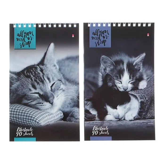 Блокнот А5, 40 листов на гребне Блокнот А5, 40 листов на гребне "Кошки", МИКС