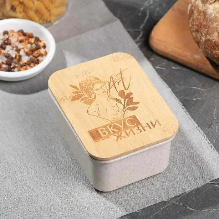 Контейнер с бамбуковой крышкой «Вкус жизни», 400 мл Контейнер с бамбуковой крышкой «Вкус жизни», 400 мл