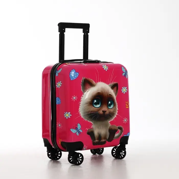 Чемодан детский 28 л (S), отдел на молнии, 4 колеса, розовый