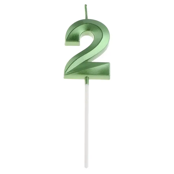 Свеча в торт на шпажке «Цифра 2», зеленая, 5 см Свеча в торт на шпажке «Цифра 2», зеленая, 5 см