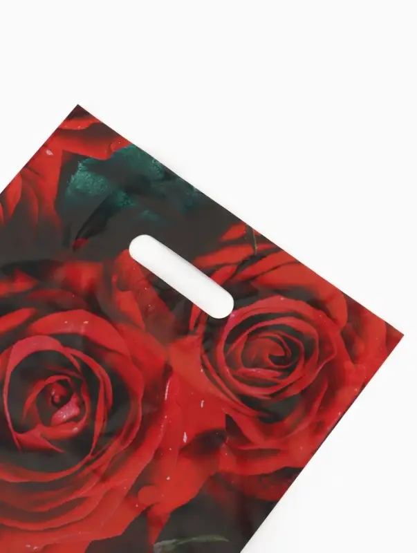 Пакет &laquo;Алые розы&raquo;, полиэтиленовый с вырубной ручкой, 30&times;40 см, 50 мкм