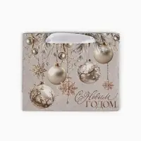 Пакет подарочный новогодний крафтовый &laquo;С Новым годом&raquo;, шары, S 15 х 12 х 5.5 см