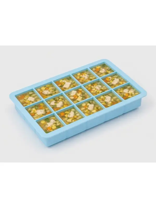 Форма для льда и заготовок Доляна &laquo;Кубик&raquo;, силикон, 11.7&times;18.7&times;3.4 см, 15 ячеек (3.4&times;3.4 см), голубая