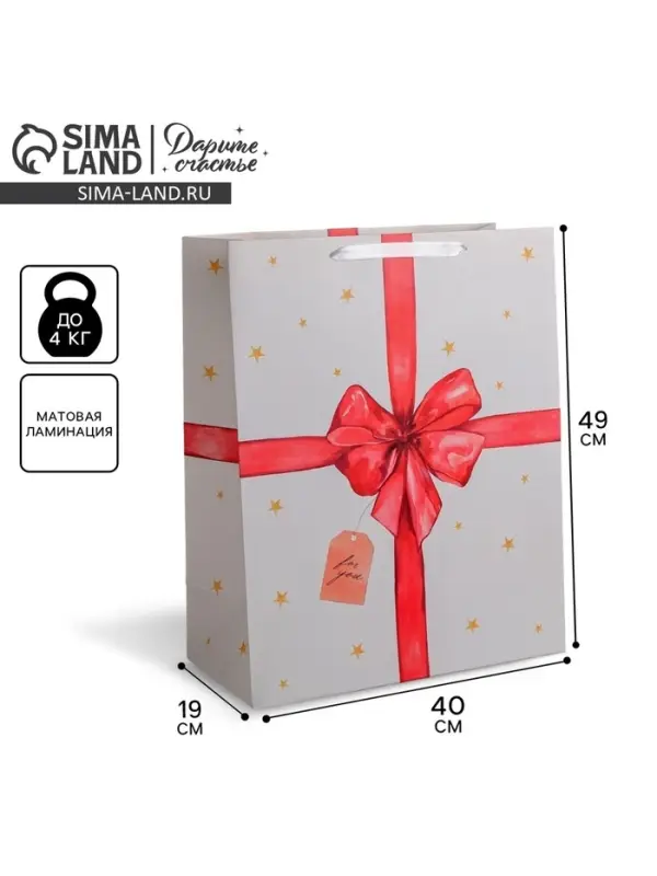 Пакет подарочный ламинированный, упаковка, &laquo;For you&raquo;, XL 49&times;40&times;19 см