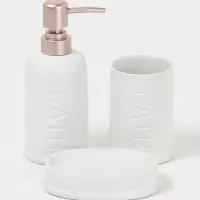 Набор для ванной &laquo;Бэкки&raquo;, 3 предмета, мыльница, дозатор для мыла, стакан, белый