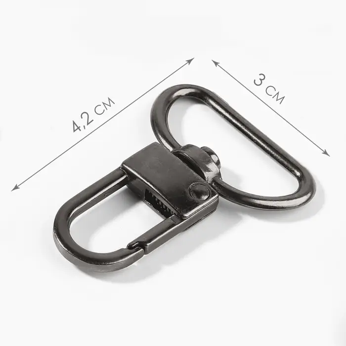 Карабин металлический, 42&times;30 мм, / 25&times;2.5 мм, 5 шт., цвет чёрный никель