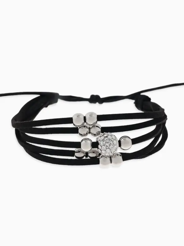 Браслет кожа &laquo;Шамбала&raquo; 5 нитей, замша, чёрный, d=8 см