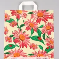 Пакет "Ромашки", полиэтиленовый с петлевой ручкой, 38 х 42 + 3 см, 37 мкм