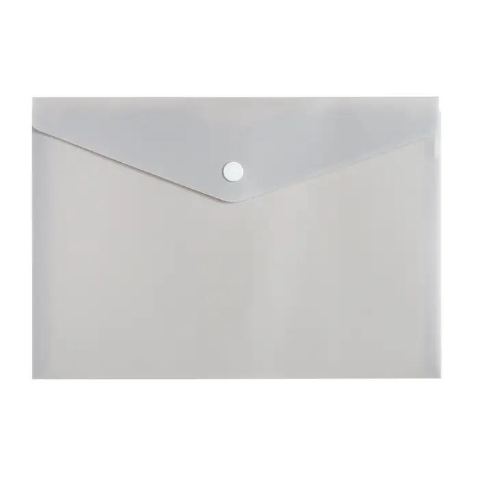 Папка-конверт на кнопке А5, 180 мкм, Calligrata Office, полупрозрачная, дымчатая (серая)