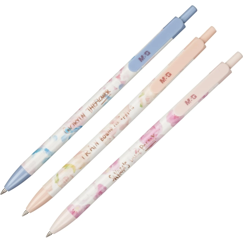 Ручка шариковая автоматическая M&G Sakura Time, д.ш.0,5мм,син,масл, ассорт