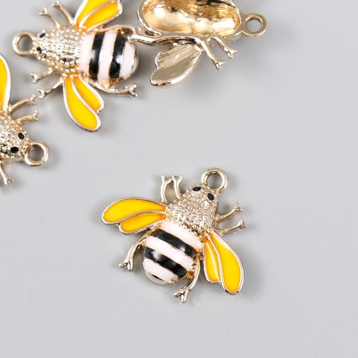 Декор для творчества металл, эмаль Декор для творчества металл, эмаль "Белая пчела" 2,4х2,1 см