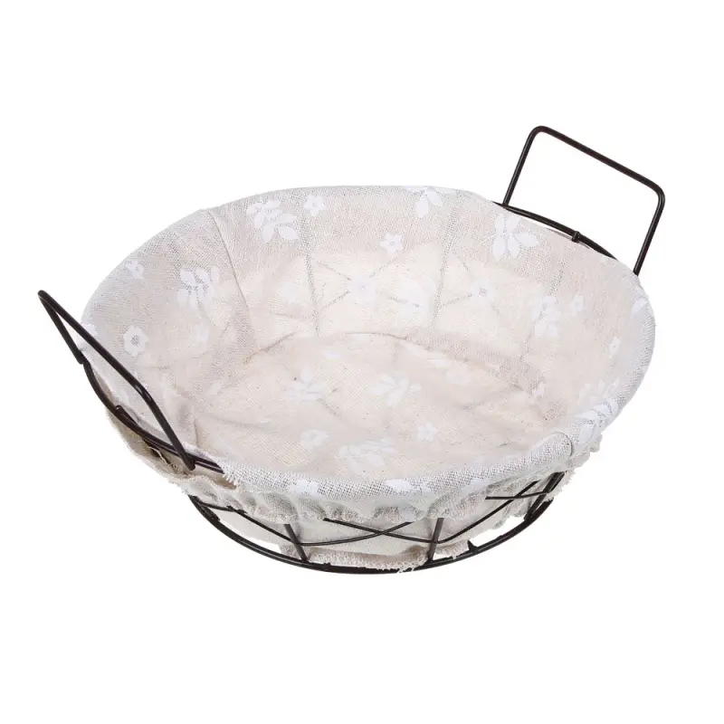 Корзина для мелочей тм VETTA Селеста, круглая, металл, лён, полиэстер, 21х21х7см, 2 дизайна