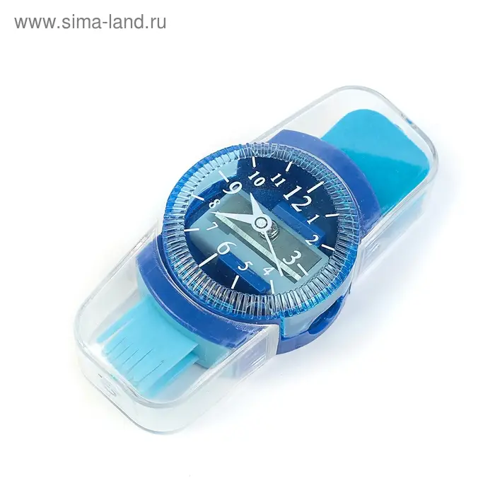 Точилка с контейнером «Часы», с ластиком и щеткой, МИКС Точилка с контейнером «Часы», с ластиком и щеткой, МИКС