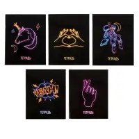 Тетрадь 48 листов в клетку, Calligrata, Neon, МИКС