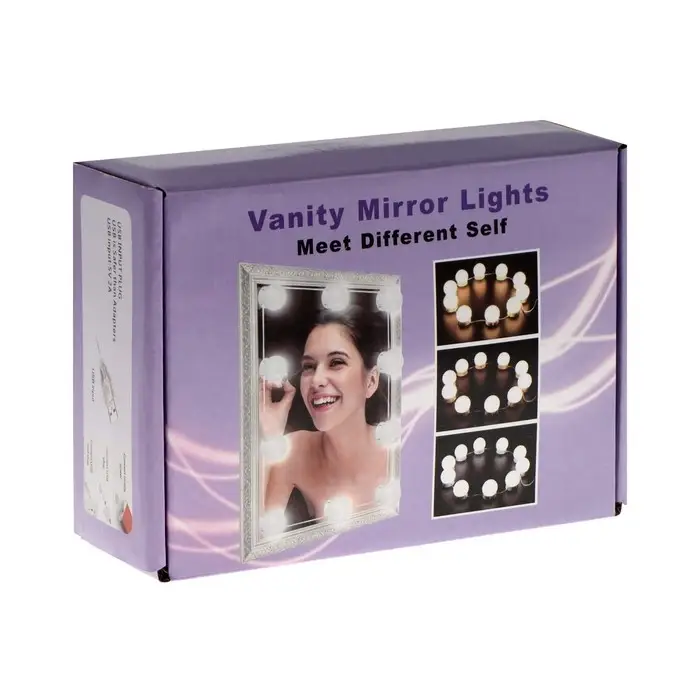 Комплект светильников для подсветки зеркала, 10 шт., контроллер, от USB, 3000 - 6500К, 3 режима свечения