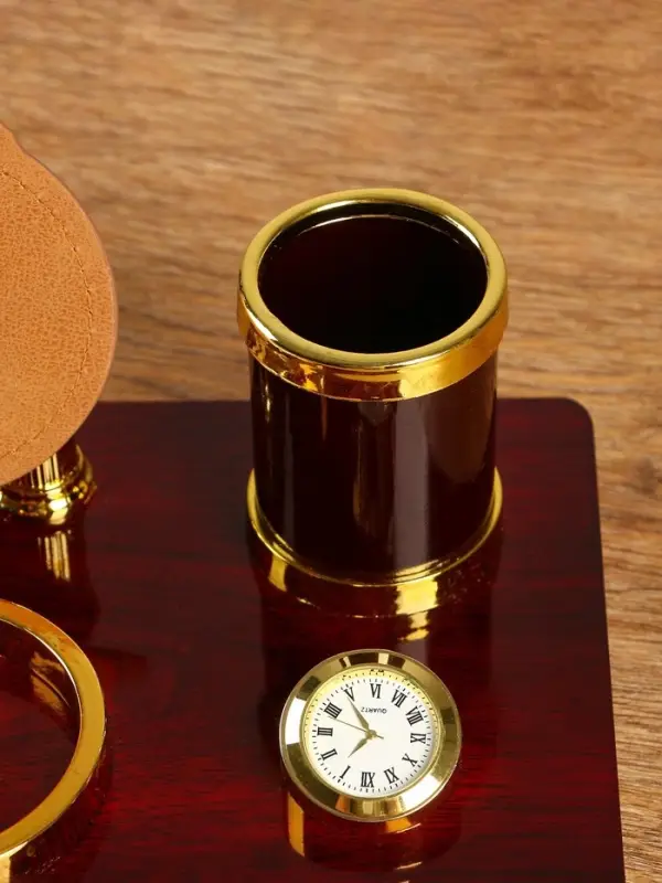 Набор настольный 4 в 1, органайзер с визитницей, красное дерево