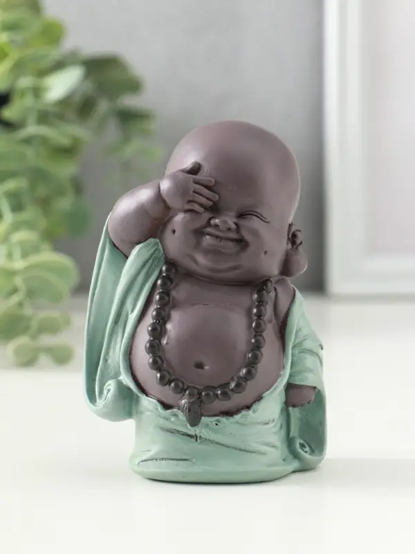 Сувенир полистоун "Счастливый хотей" зелёно-коричневый 5х7,5х10 см