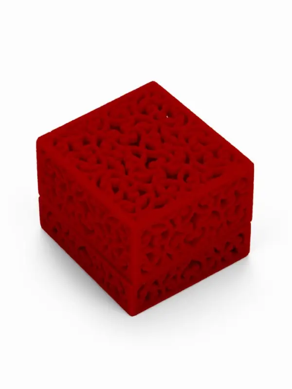 Футляр под парные кольца, серьги, запонки &laquo;Кружево&raquo;, бархатный, 5.5&times;6.5 см, красный