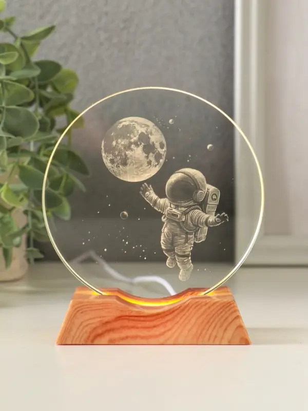 Сувенир стекло свет Сувенир стекло свет "Диск. Полёт космонавта" 5хLED d=10 см, USB 10х4х11,4 см