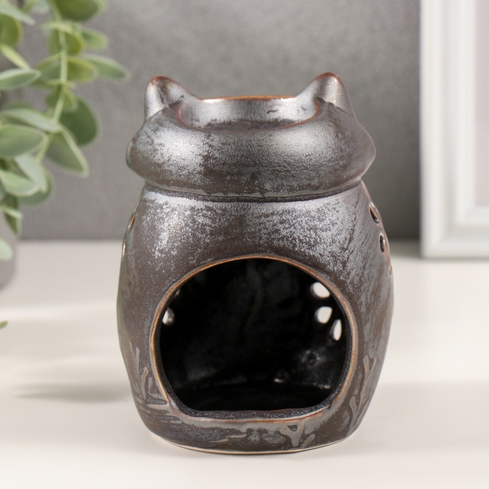 Подсвечник керамика на 1 свечу "Лисёнок" коричневый 7,5х7,5х11 см