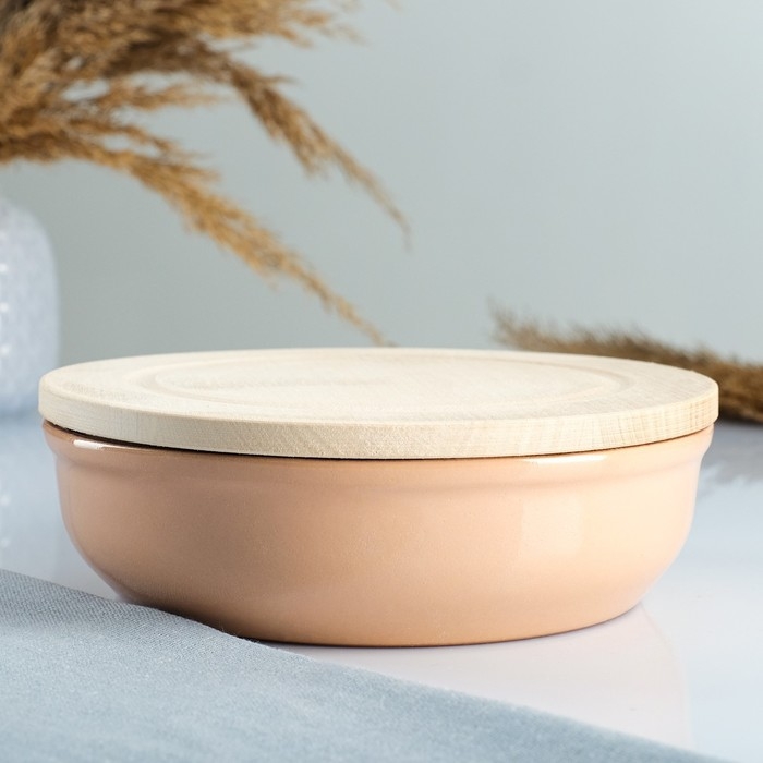 Набор для холодца  Набор для холодца "Вятский №3" (3 емкости / 1л. + 3 деревянные крышки), бежевый