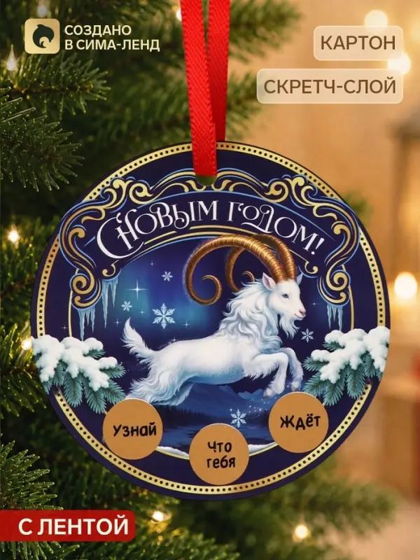 Елочная игрушка со скретч-слоем &laquo;С Новым Годом&raquo;,12.4&times;14.6 см