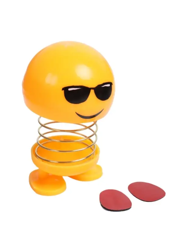 Игрушка на панель автомобиля &laquo;Смайл на пружинке в очках&raquo; желтый