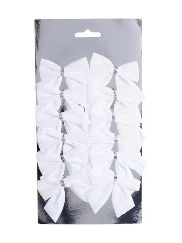Ёлочные игрушки 12 шт. &laquo;Зимнее волшебство. Бантик&raquo; пластик, 5.5&times;5 см, белый