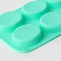 Форма для выпечки Доляна &laquo;Фигуры. Овал&raquo;, силикон, 28&times;16&times;2 см, 6 ячеек, бирюзовая