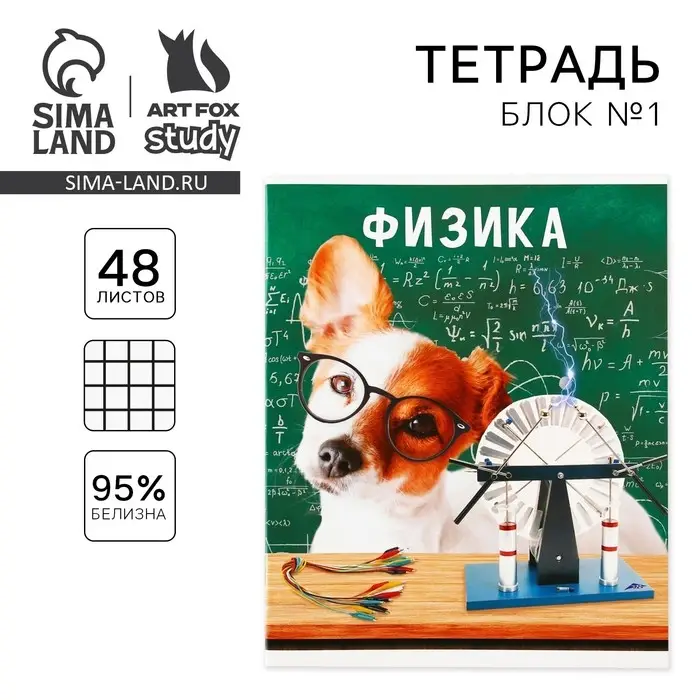 Тетрадь в клетку, предметная, 48 л.,на скрепке, А5 &laquo;МИЛЫЕ ПИТОМЦЫ. Физика&raquo;