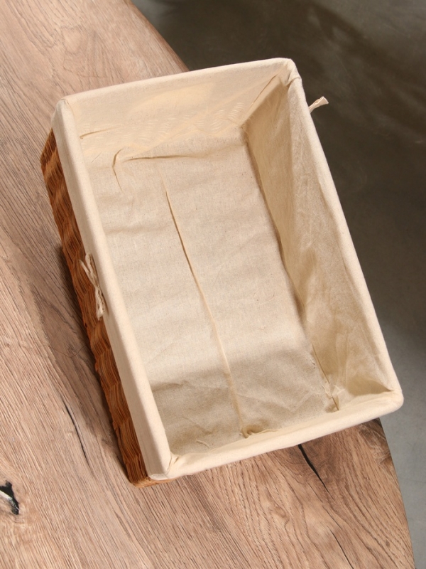 Корзинка прямоугольная с тканевым подкладом, 33х22х15 см, ротанг