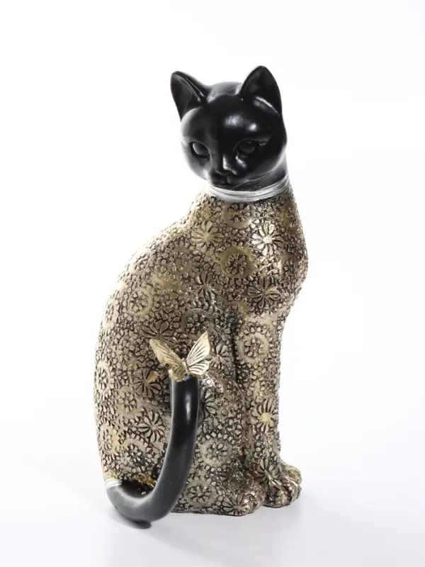 Фигурка полистоун &laquo;Чёрная кошечка с бабочкой&raquo;, 13.5&times;11.5&times;24 см