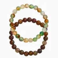 Набор браслетов 2 шт. &laquo;Раухтопаз и Агат&raquo;, d=6 см, шар №8, зелёный, разноцветный