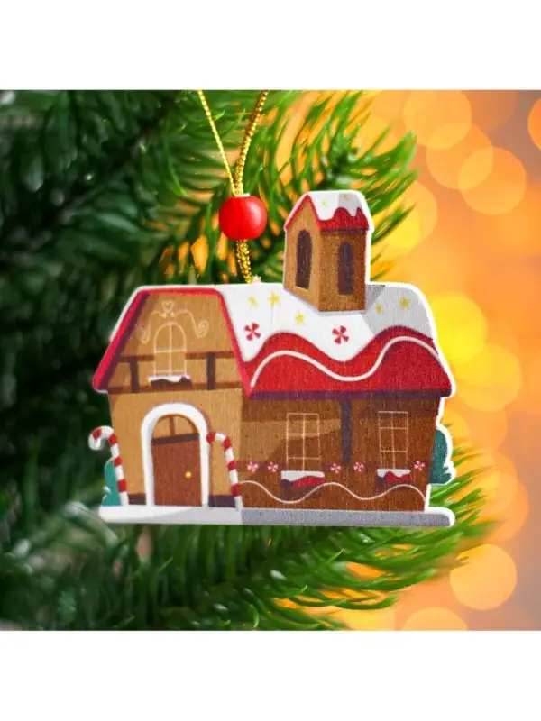 Елочная игрушка деревянная Лесная мастерская &laquo;Дом пряник&raquo;, 0.5&times;7&times;7 см