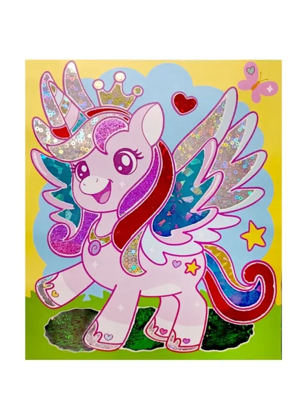 Набор для творчества. Аппликация фольгой "Единорог" размер 138х165 мм (конверт, 6 цв)