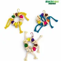 Игрушка для птиц "Браслет" с колокольчиками, 13,5 х 5 см, микс цветов