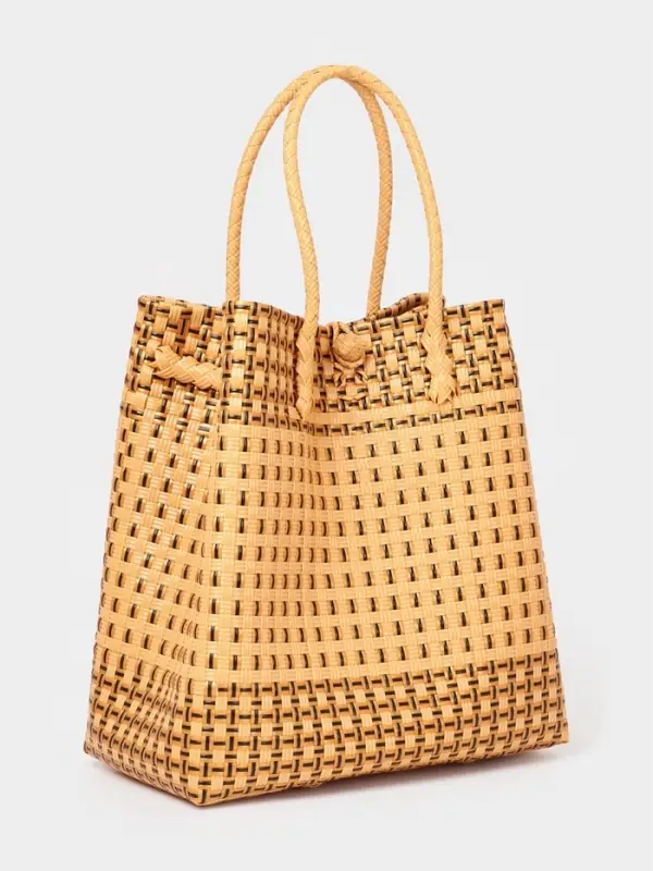 Сумка плетёная, 40&times;20&times;55 см, пластик, бежевая