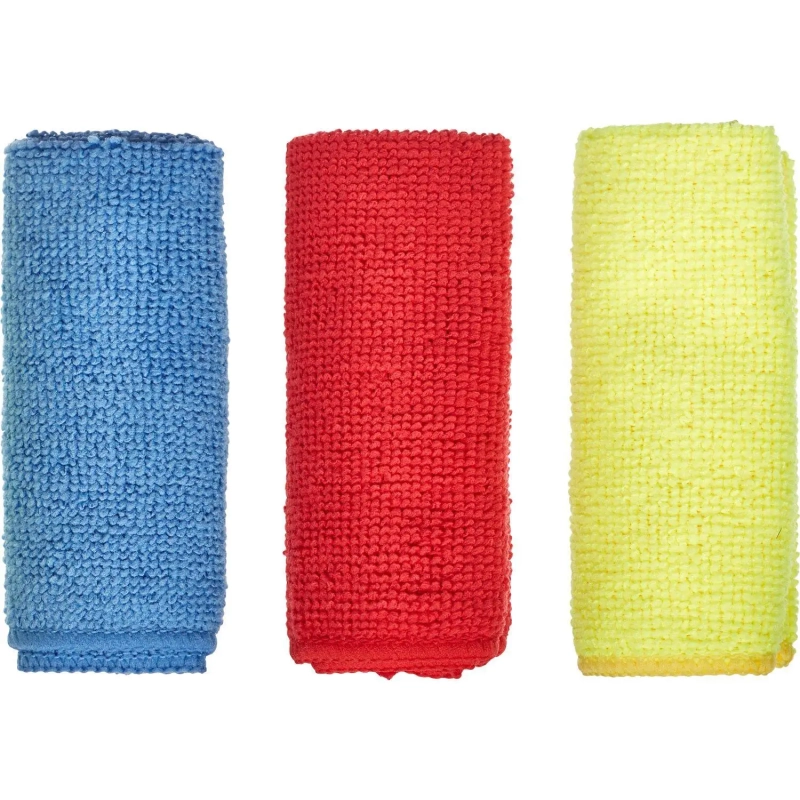 Салфетки хозяйственные Luscan микрофибра 180г 25х25см 3шт/уп син/крас/желт