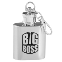 Фляжка-брелок для алкоголя BIG BOSS, нержавеющая сталь, подарочная, 30 мл, 1 oz