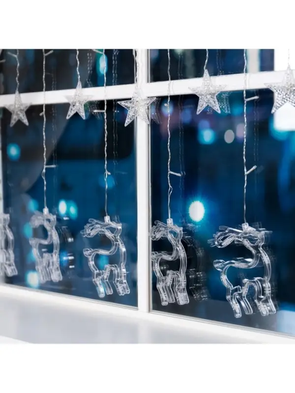 Гирлянда &laquo;Бахрома&raquo; 2.4&times;0.9 м с насадками &laquo;Олень&raquo;, IP20, прозрачная нить, 138 LED, свечение белое, 8 режимов, 220 В
