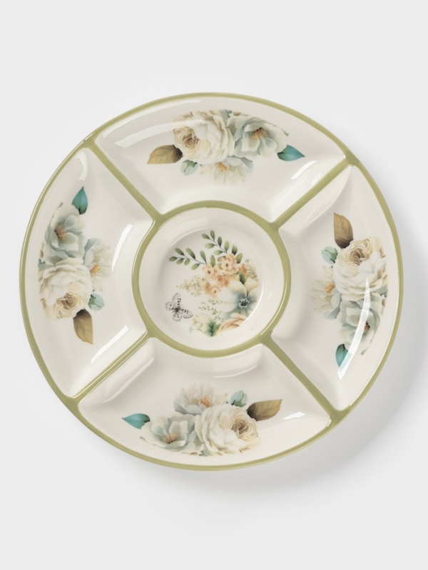 Менажница Доляна  Менажница Доляна "Цветы" цвет белый  5 ячеек 25,5х3 см