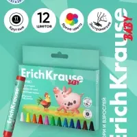 Восковые мелки 12 цветов, ErichKrause Baby Jumbo, утолщенные, круглые