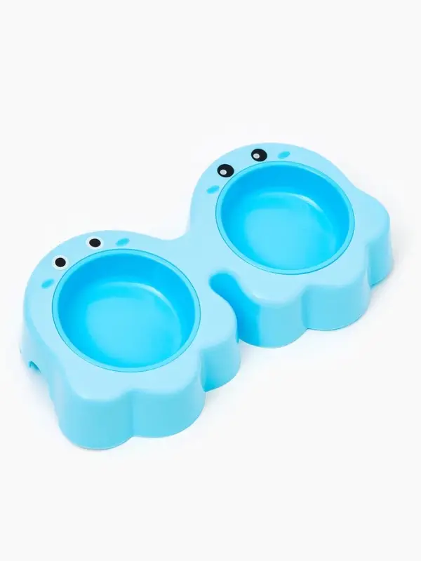 Миска двойная &laquo;Приведение&raquo;, 2&times;160 мл, пластик, голубая