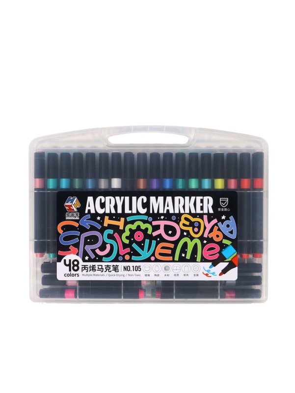 Набор маркеров акриловых 48 цветов в пластиковом пенале Набор маркеров акриловых 48 цветов в пластиковом пенале