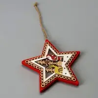 Ёлочная игрушка &laquo;Красная звезда с Дедом Морозом&raquo;, 12&times;12&times;1.5 см, от батареек, свечение тёплое белое